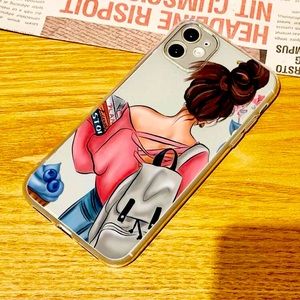 iPhone 13 Pro Max bun girl print silicone case